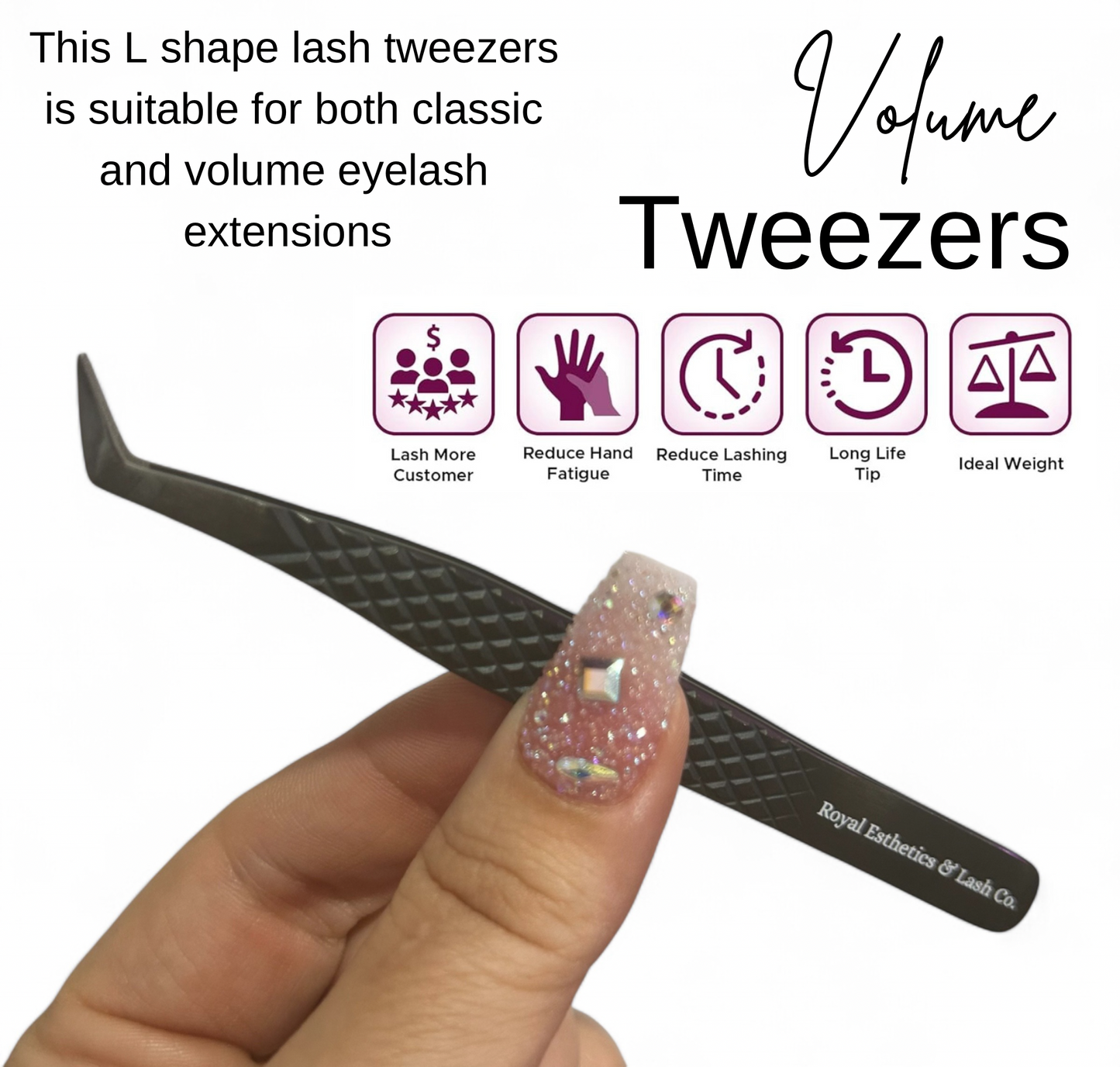 Fiber Tip Lash Extension Royalty Extra Curved Tweezer Collection BBD-03