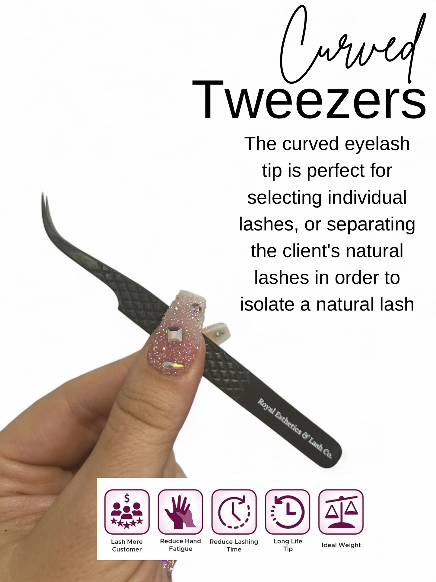 Fiber Tip Lash Extension Royalty Curved Tweezer Collection BB-D02