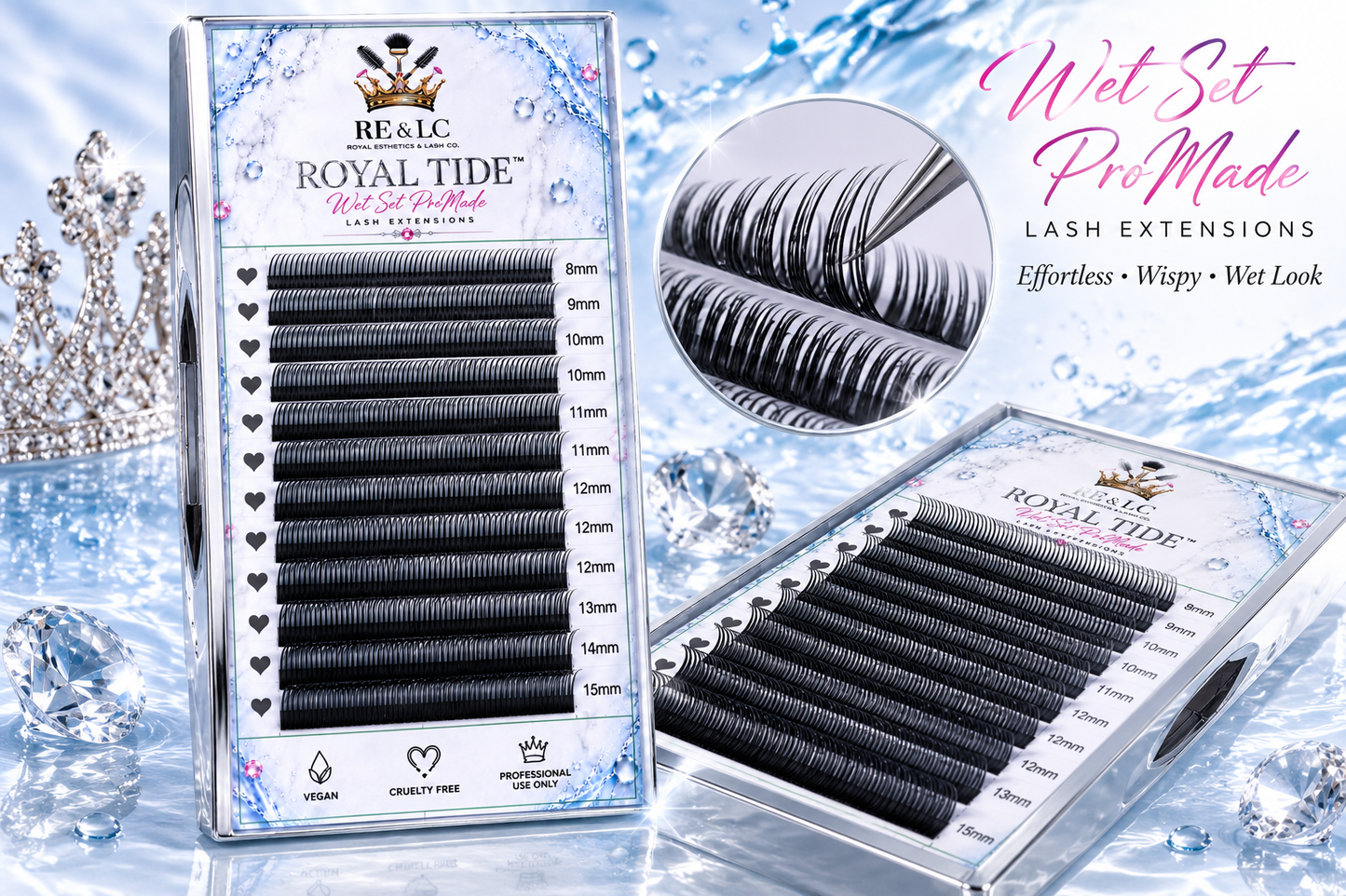Royal Tide™ Promade Wet Set Lash Tray | Wispy Spiked Lash Extensions